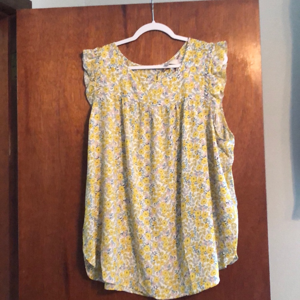 Loft plus size 20 yellow print tank. Blouse feel